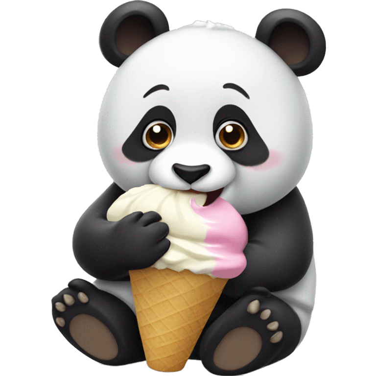 Panda eating ice cream emoji