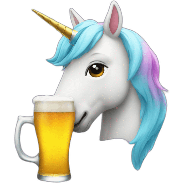 unicorn with a beer emoji