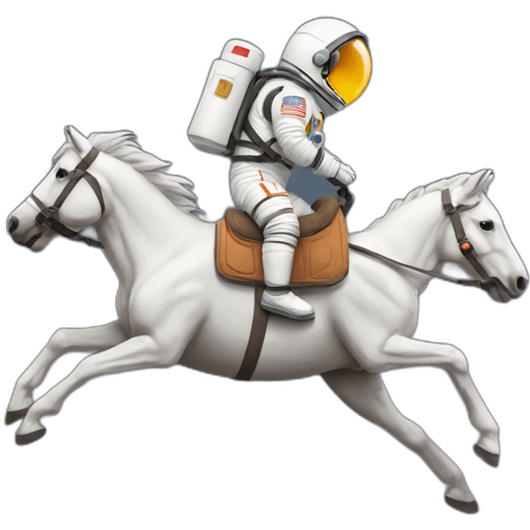 Astronaut with helmet shut riding a wild horse emoji