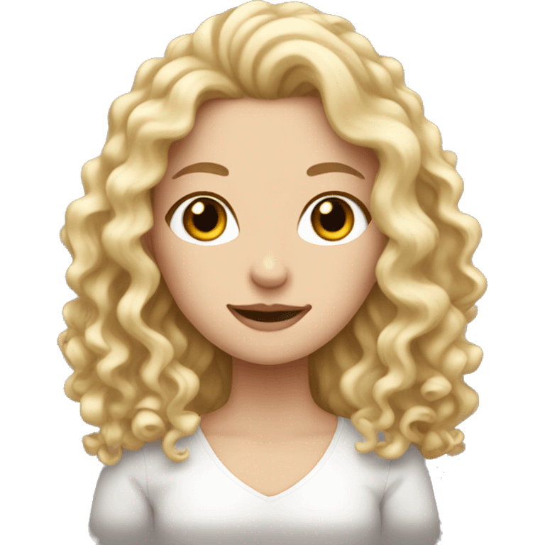 white girl with really curly long blonde hair emoji