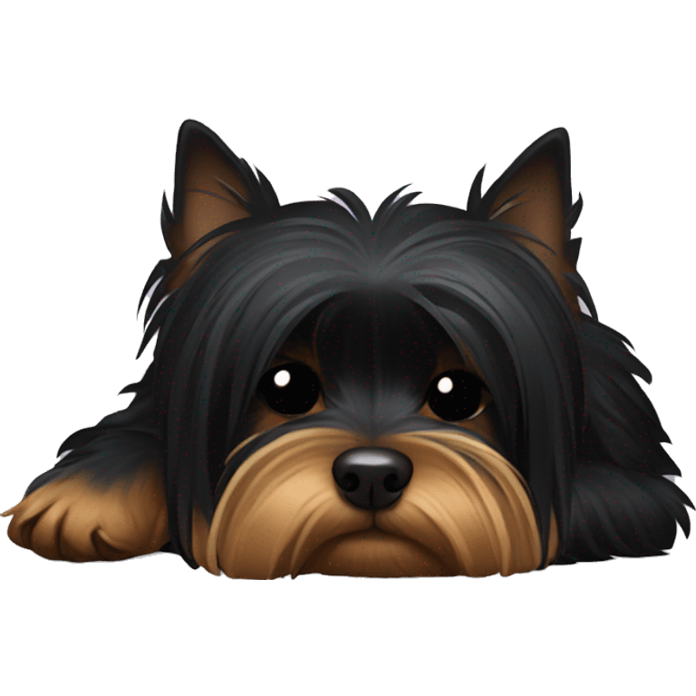 Sleeping black Yorkshire Terrier  emoji