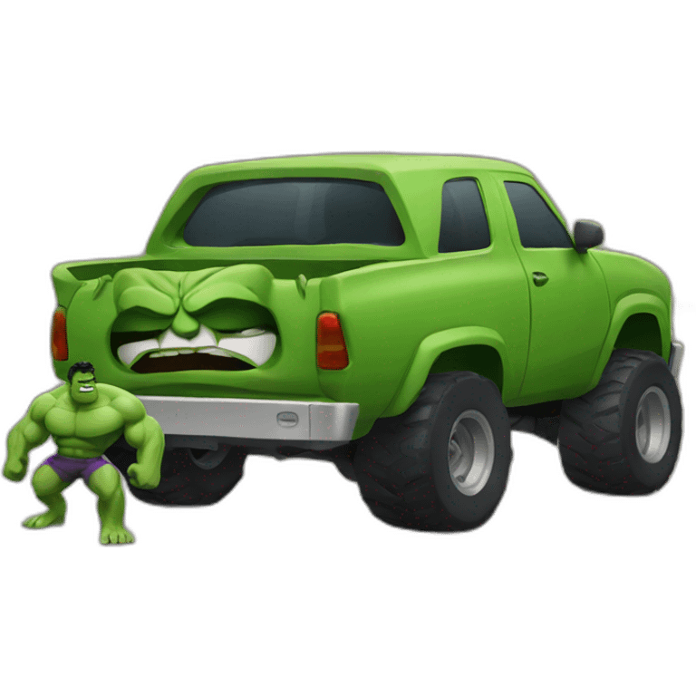 Angry hulk lifting a car emoji