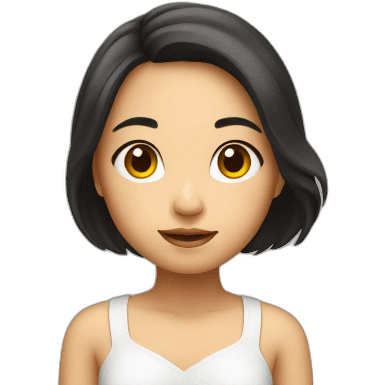 Asian girl relaxing in hotel emoji