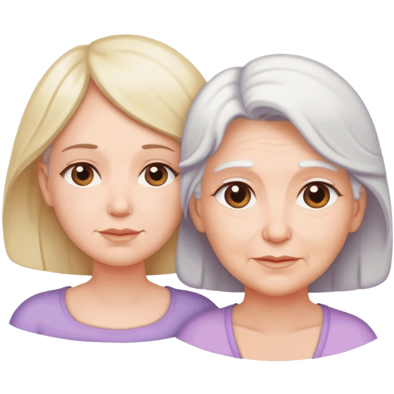 overlapping profiles of girl, pregnant woman, and elderly woman emoji