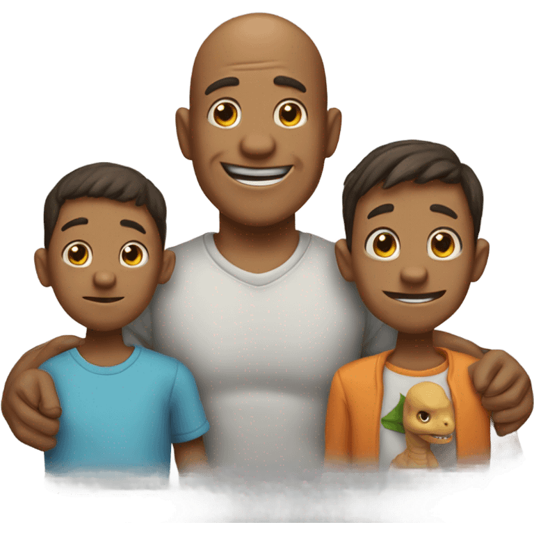 dinosaur bald father and 3 sons emoji