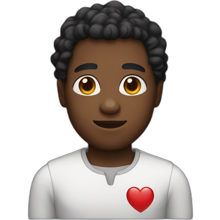 black man with heart in chest emoji