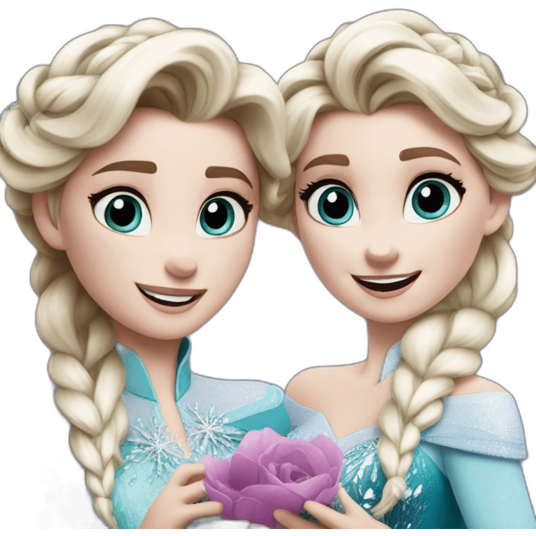 Elsa and Anna are excited emoji