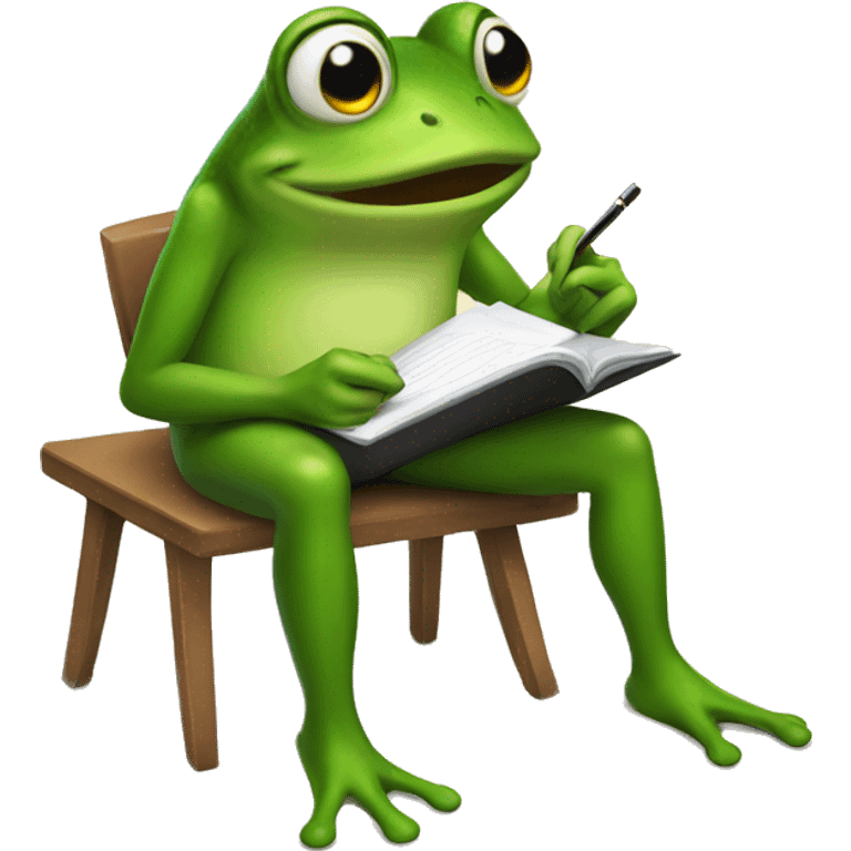 a frog taking notes emoji