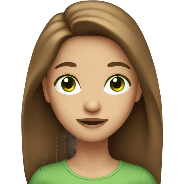 girl with long brown hair and green eyes emoji