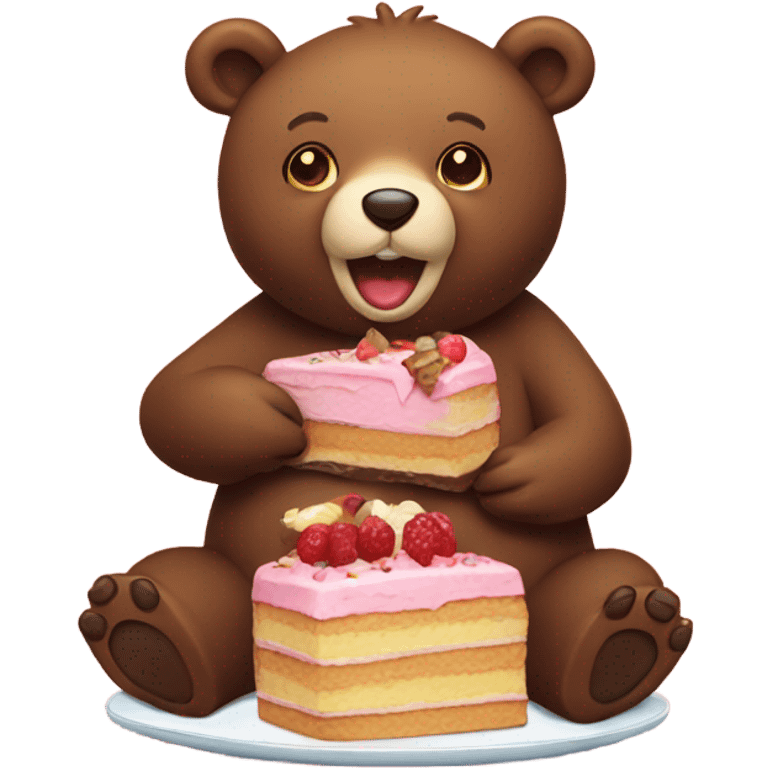 Bear eating Cakes  emoji