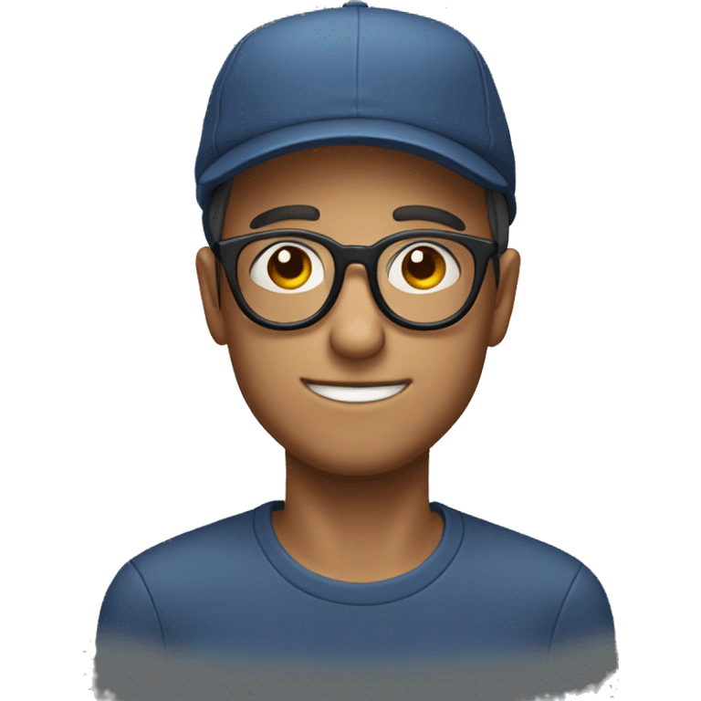 Guy with round glasses and french cap emoji