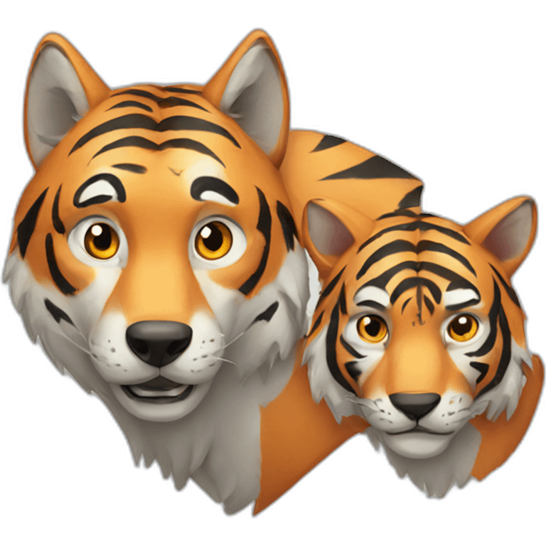 friendly wolf and tiger emoji