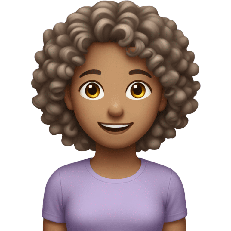 smiling girl with curly hair in lavender shirt emoji