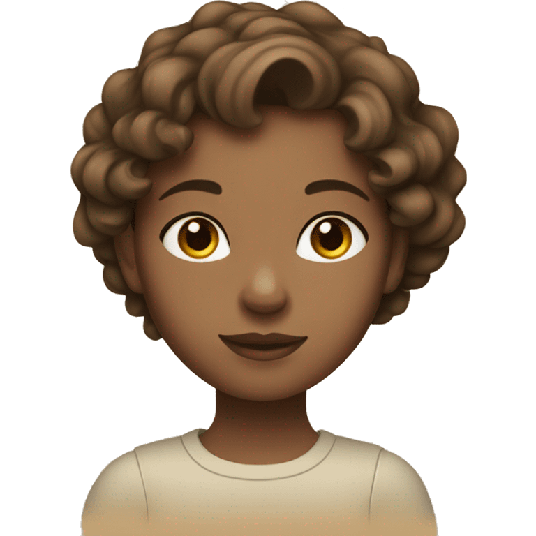 Girl with medium wavy brown hair, Brown eyes and medium skin tone, and holding an Apple Pencil emoji