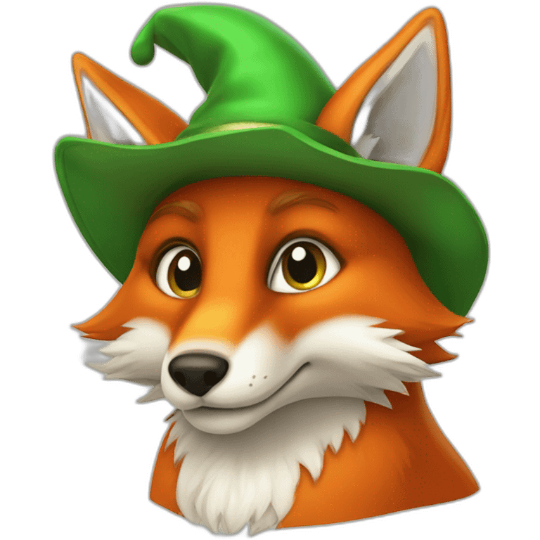 fox with a lutin green hat emoji