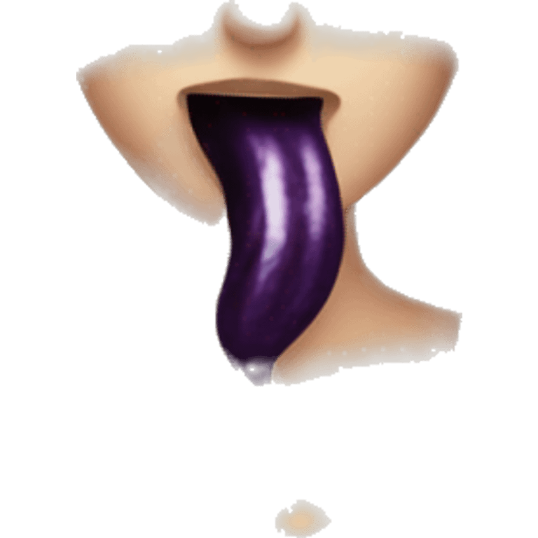 Latex blonde haired girl wearing latex and eating purple aubergine emoji