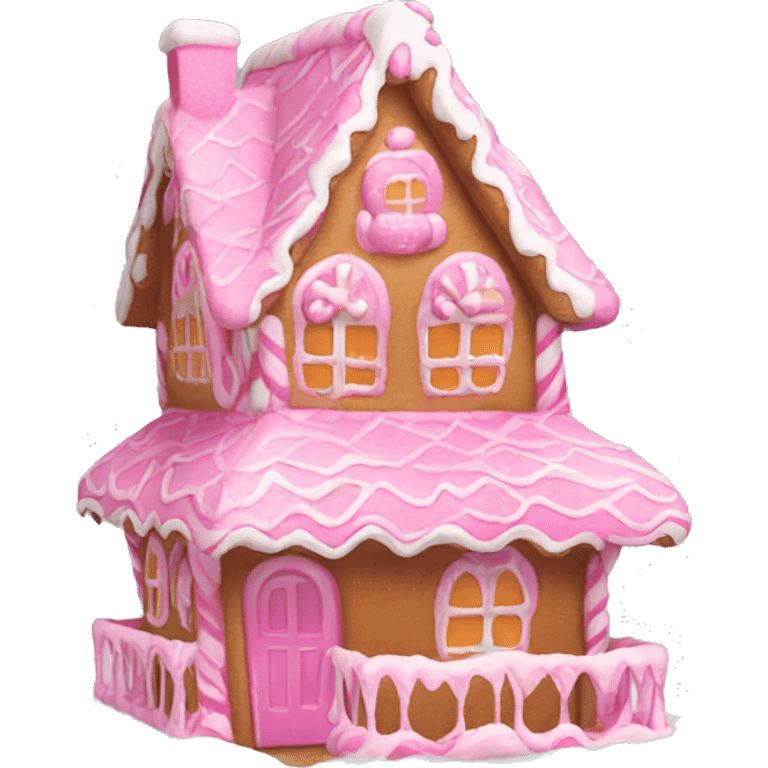 Pink gingerbread house emoji