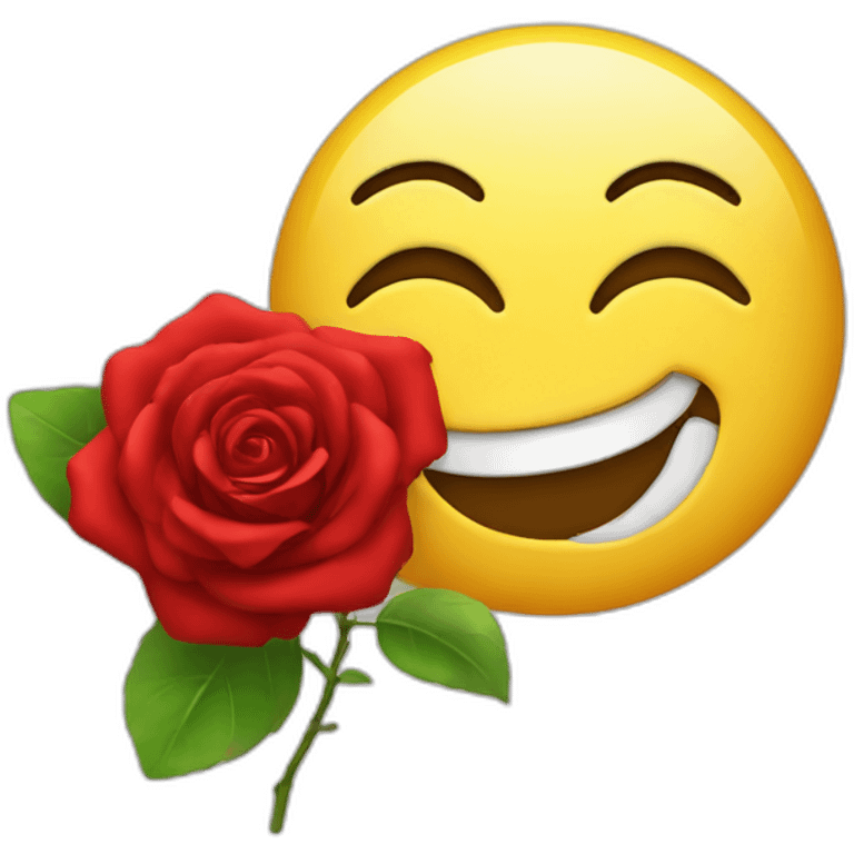 wink smiley and red rose emoji