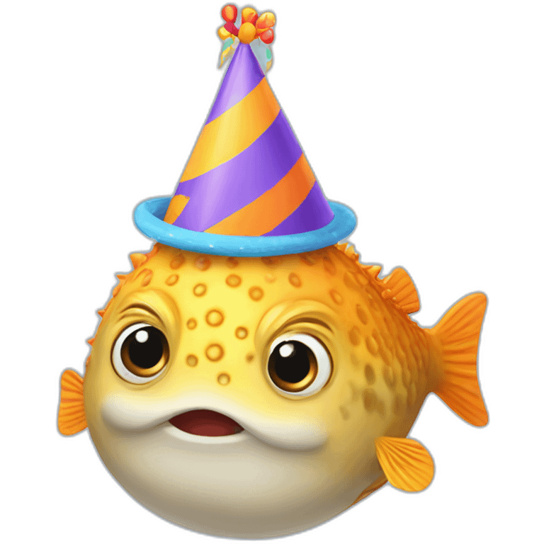 blowfish wearing happy birthday hat “Priya” emoji