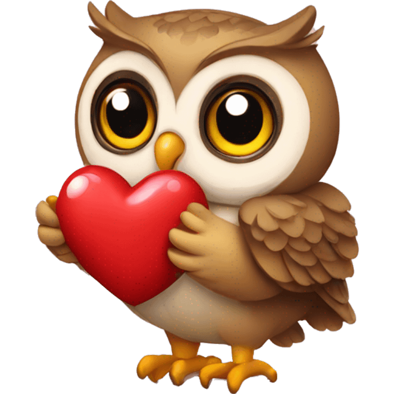 Owl holding heart emoji