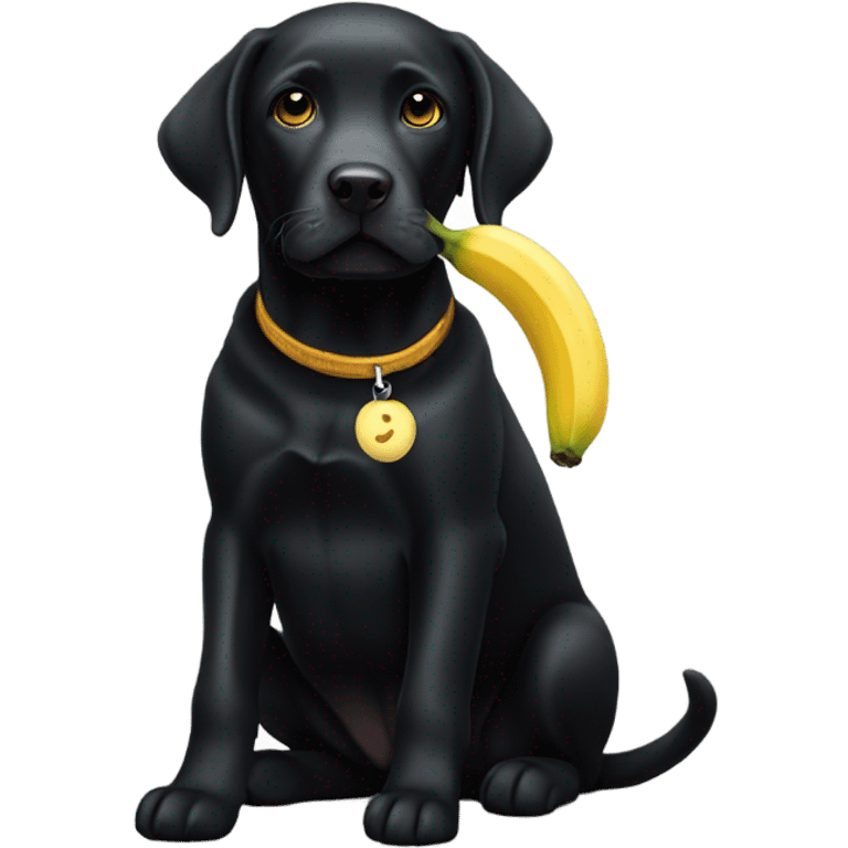 Black lab with banana  emoji