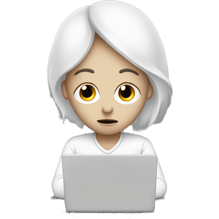 sad person with laptop, white emoji