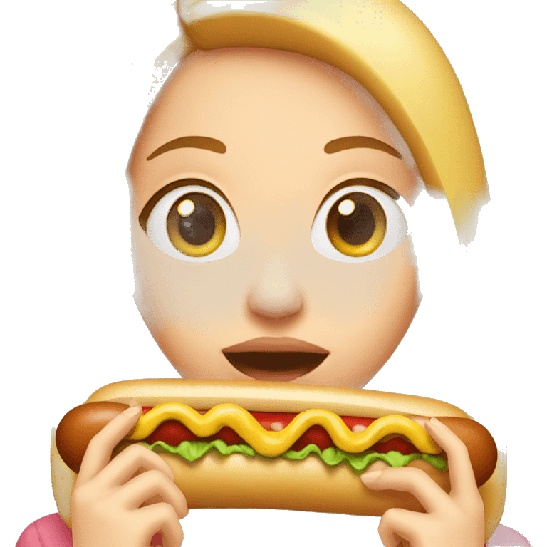 girl in eating hotdog emoji