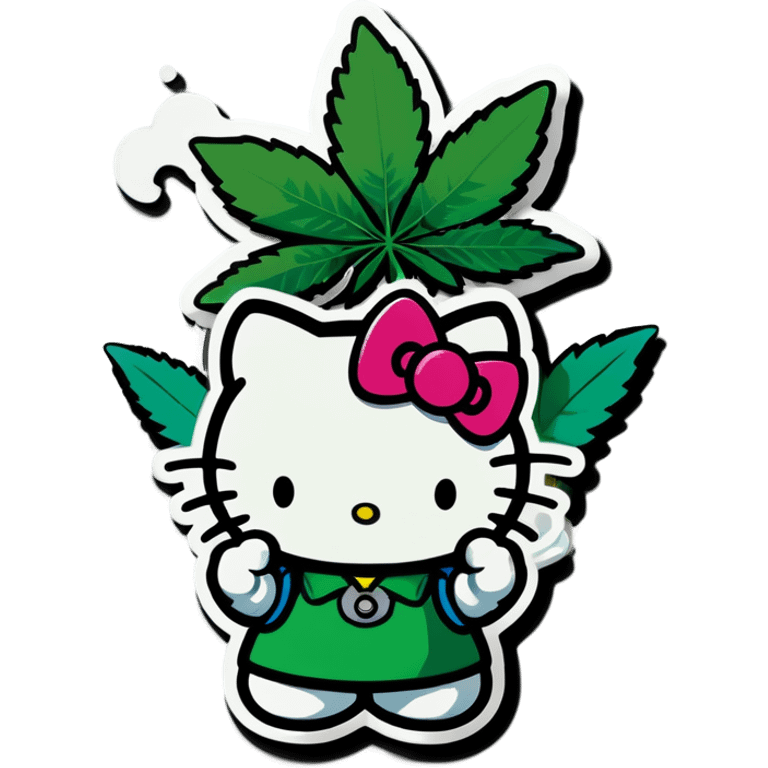 hello kitty smoking weed  emoji