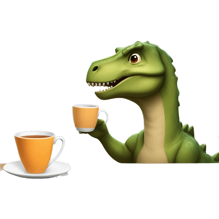 dinosaur drinking tea emoji