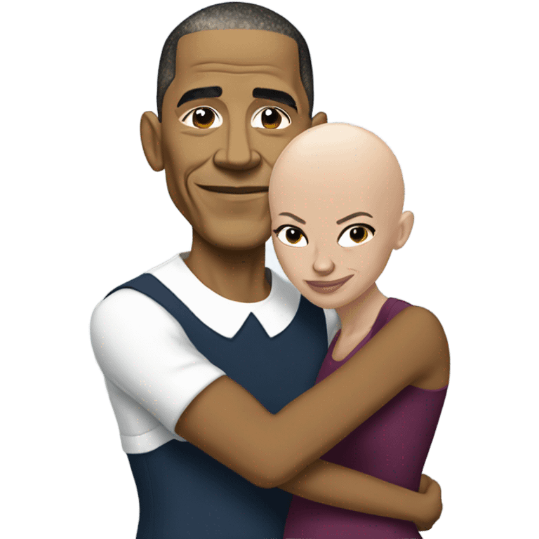 Obama and Michelle with bald head emoji