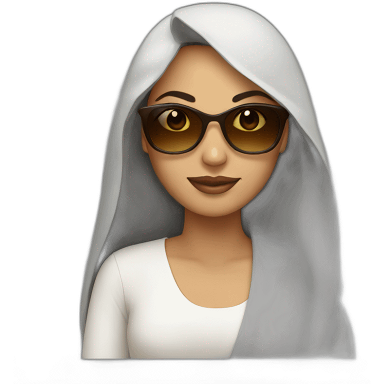 arab woman with brown long hair and sunglasses emoji