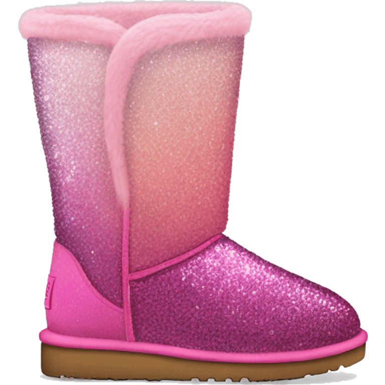 Ombre Pink Ugg Boots with Pink Fur and Glitter emoji