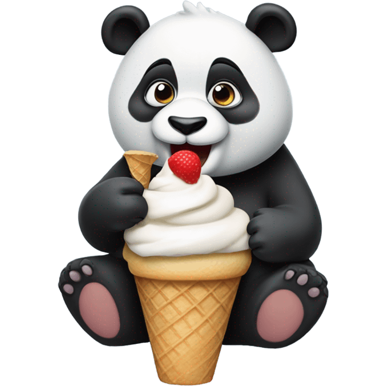 Panda eating ice cream emoji