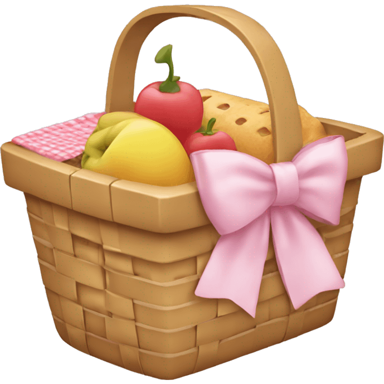 Picnic  basket in light pink bow emoji