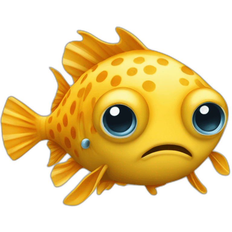 box fish- front side, crying,no background emoji