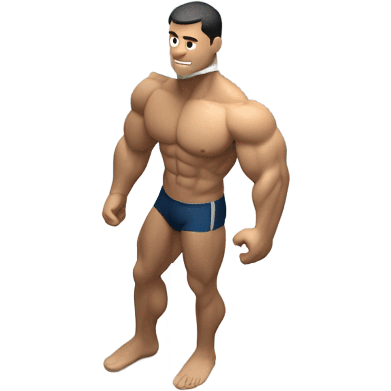 man abs inside a glass cube isometric view emoji