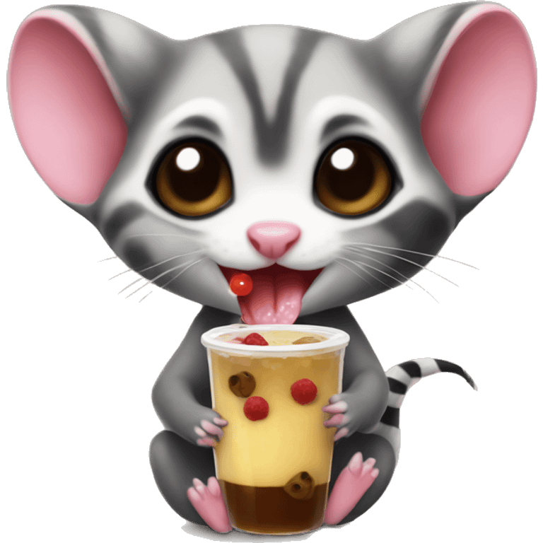 Sugar glider drinking boba emoji