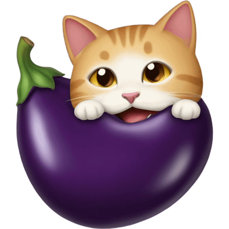 Cat sucking eggplant emoji