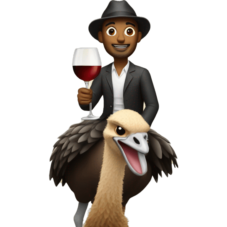 Peter holding wine riding an ostrich emoji