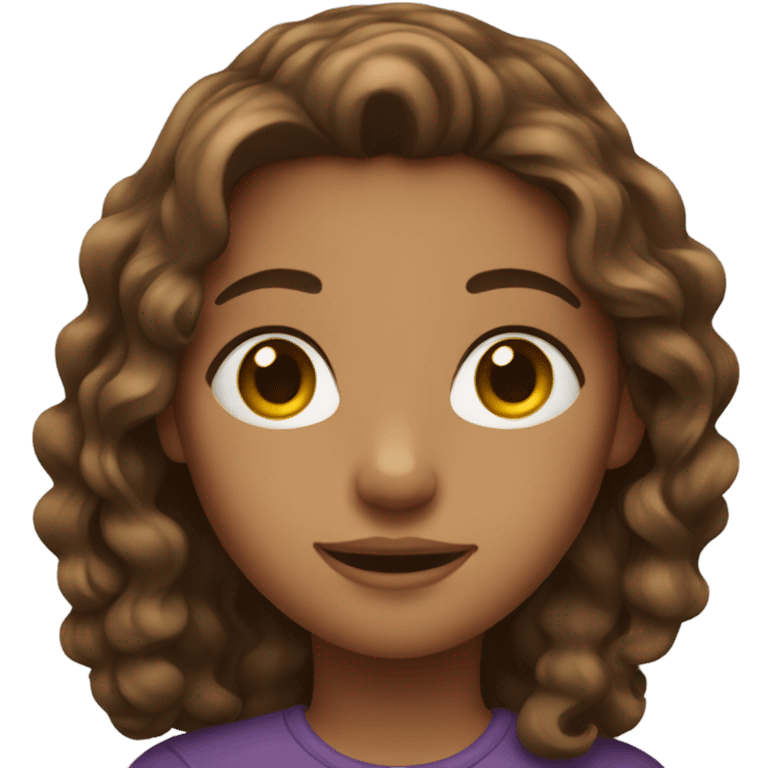 girl with long brown WAVY hair  emoji