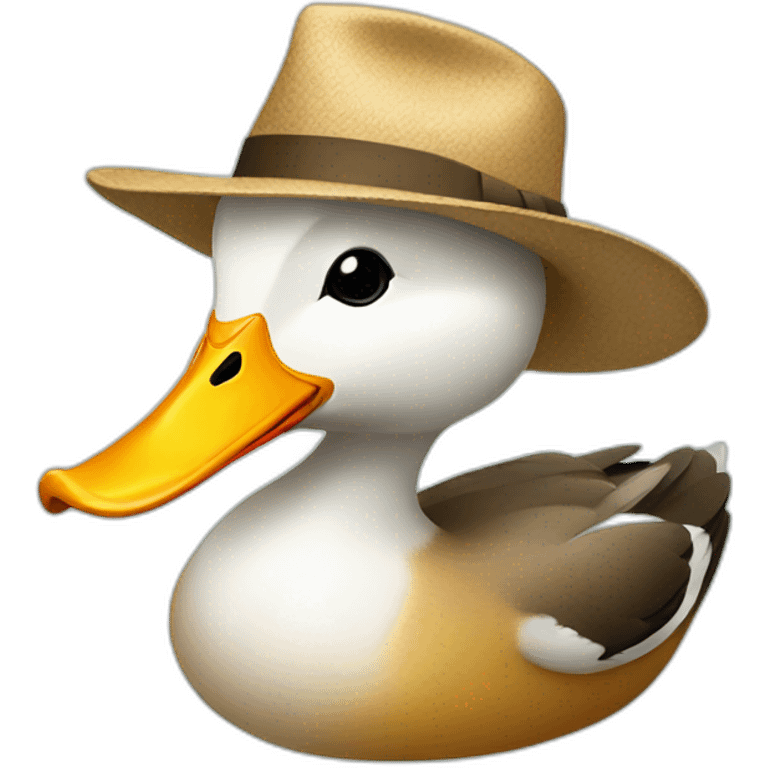 A duck with a hat emoji