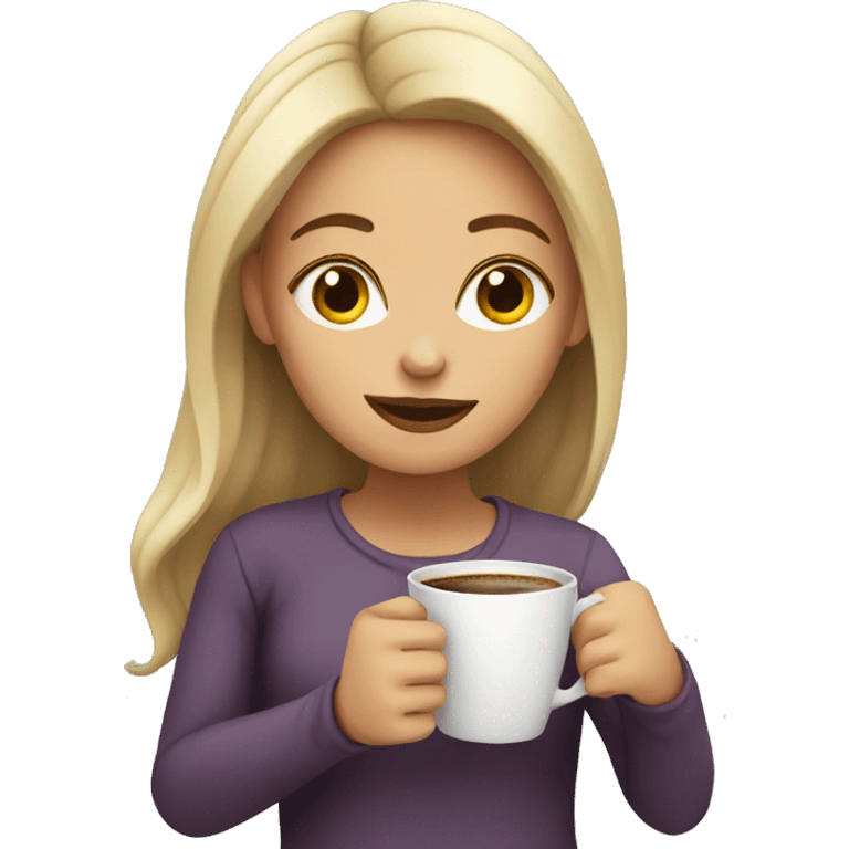 Girl drinking coffee  emoji