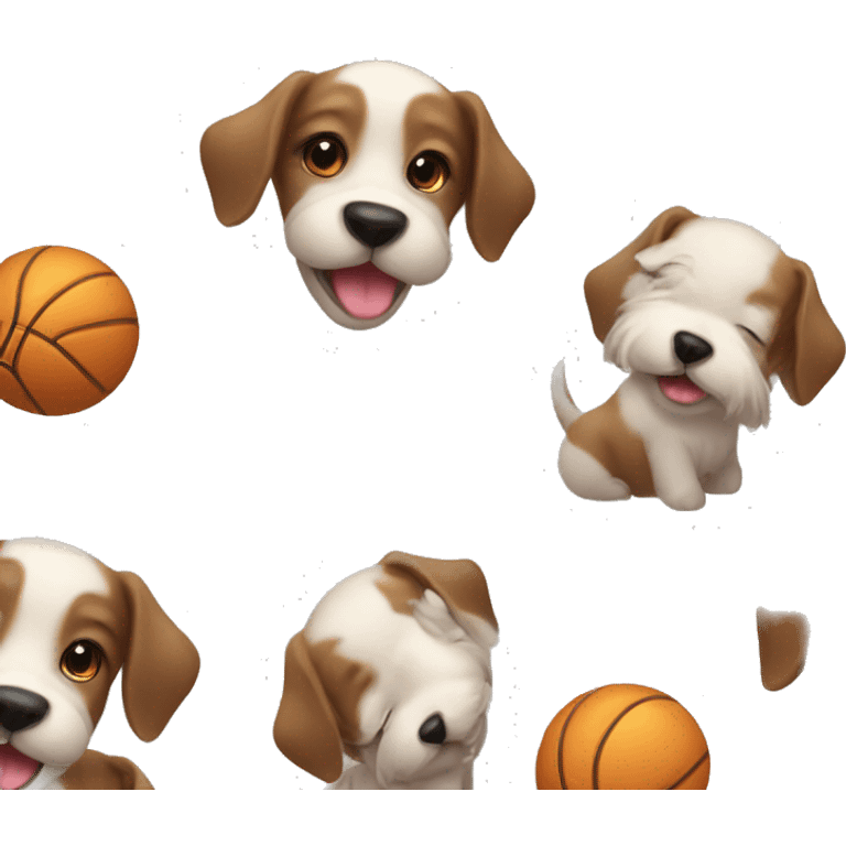 cute baby dogs play with ball emoji