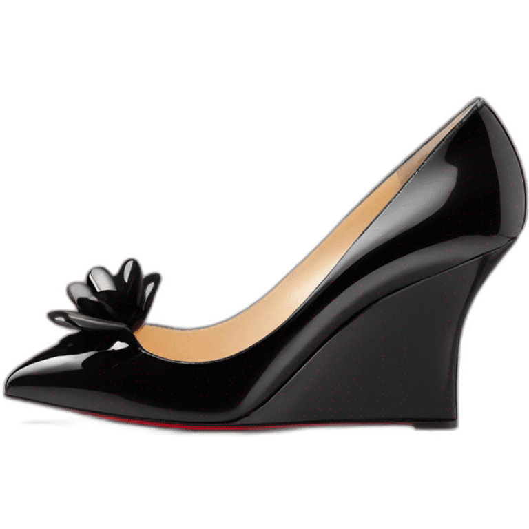 Plume Sling WEDGE heel LOUBOUTIN black PATENT emoji