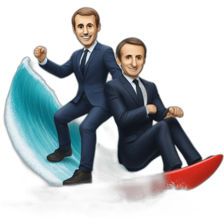 Macron surfing with zemmour emoji