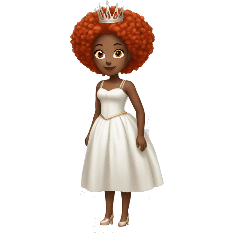 Black Queen with red hair and white dress emoji