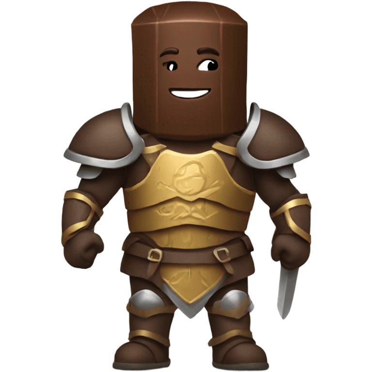 Chocolate bar wearing armor emoji