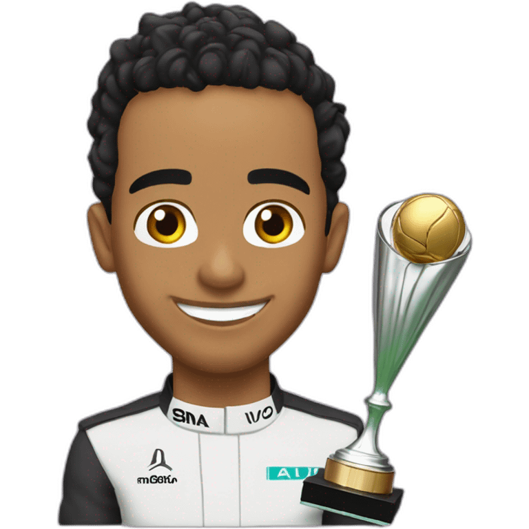 Lewis Hamilton avec un trophée emoji