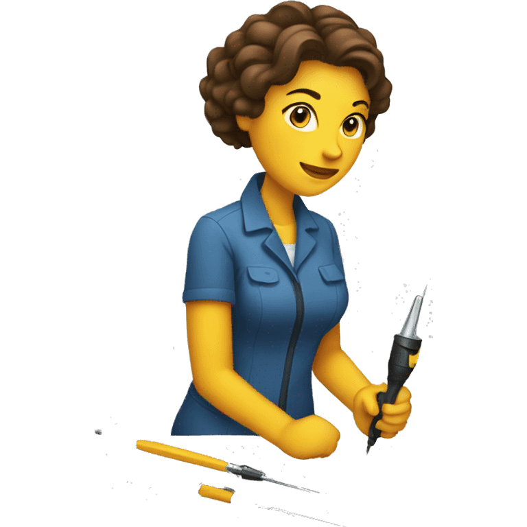 a woman with a soldering iron emoji