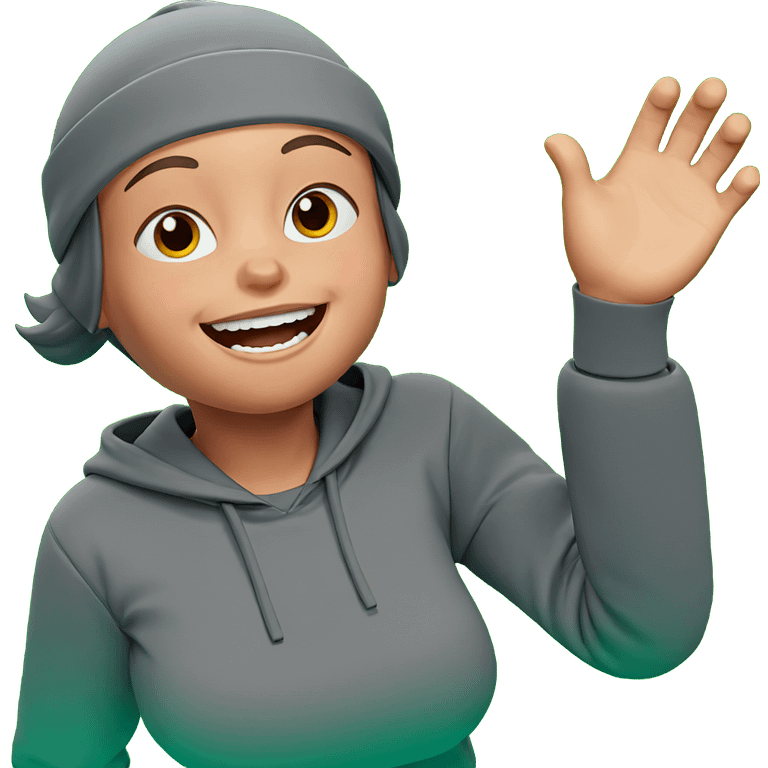 smiling girl in grey hoodie emoji